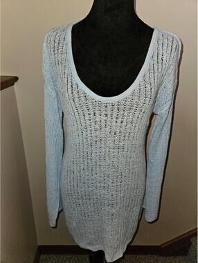 Shade & Shore Baby Blue Long Sleeve Bathing Suit Cover Up- Size Medium - BNWT